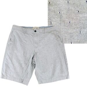 Penguin sz 36 Chino Short Men Light Blue Spots Flat Front 9.5" 100% Cotton Beach